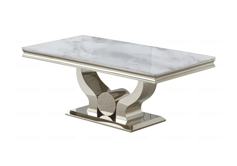 Table basse marbre beige argentée - Omega
