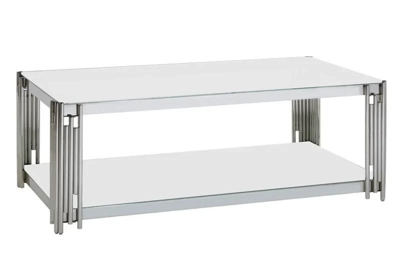 Table basse design chromé blanc - Eve