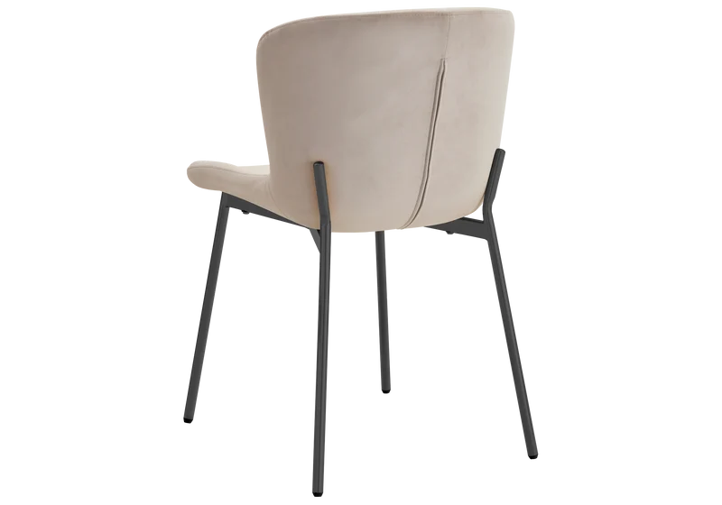 Chaise salle manger velours taupe pieds noir - Vesta x4