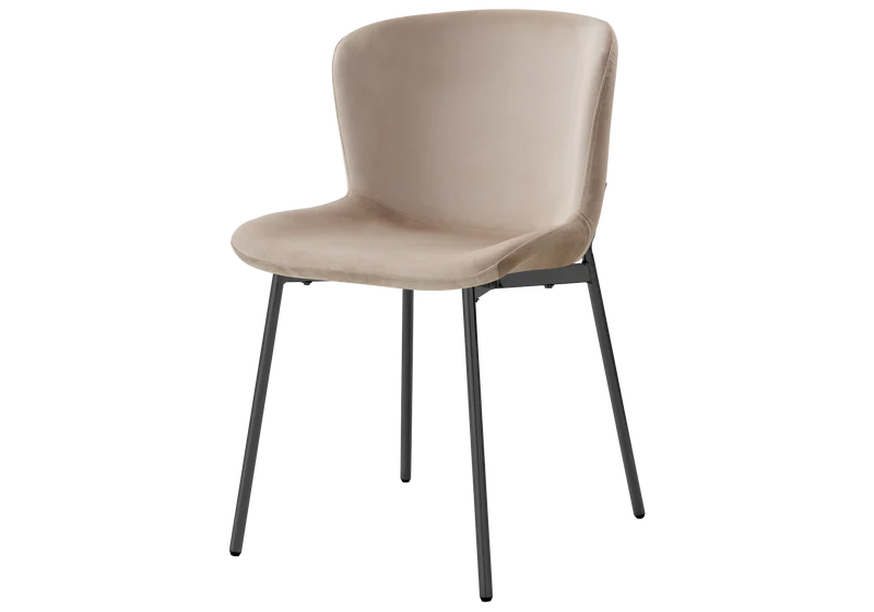 Chaise salle manger velours taupe pieds noir - Vesta x4