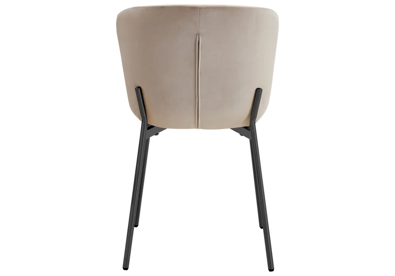Chaise salle manger velours taupe pieds noir - Vesta x4