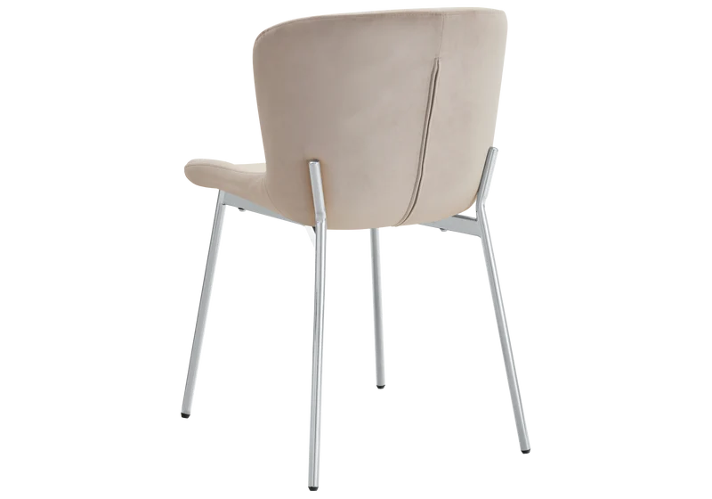 Chaise salle manger velours taupe pieds chromé - Vesta x4