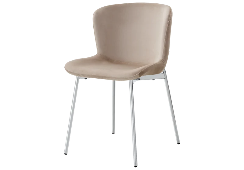 Chaise salle manger velours taupe pieds chromé - Vesta x4