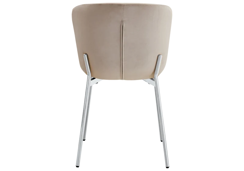 Chaise salle manger velours taupe pieds chromé - Vesta x4