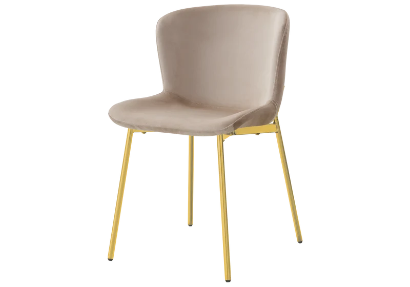 Chaise salle manger velours taupe pieds doré - Vesta x4