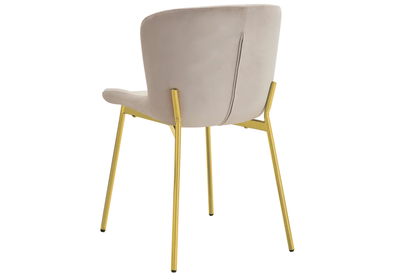 Chaise salle manger velours taupe pieds doré - Vesta x4