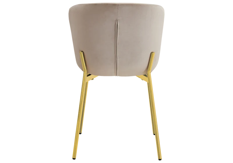 Chaise salle manger velours taupe pieds doré - Vesta x4