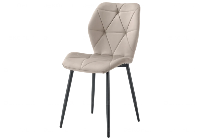 Chaise coquillage en velours taupe et pieds noirs - Nava x4