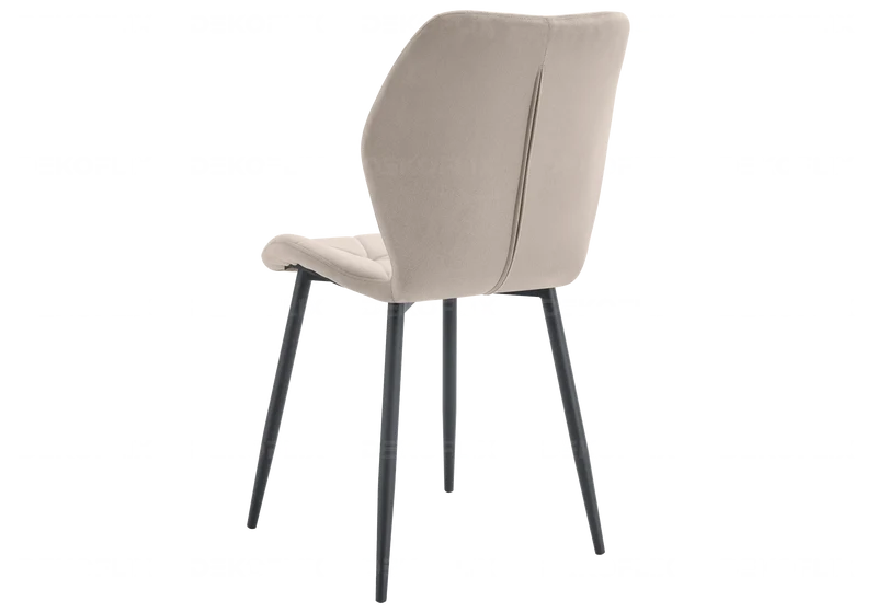 Chaise coquillage en velours taupe et pieds noirs - Nava x4
