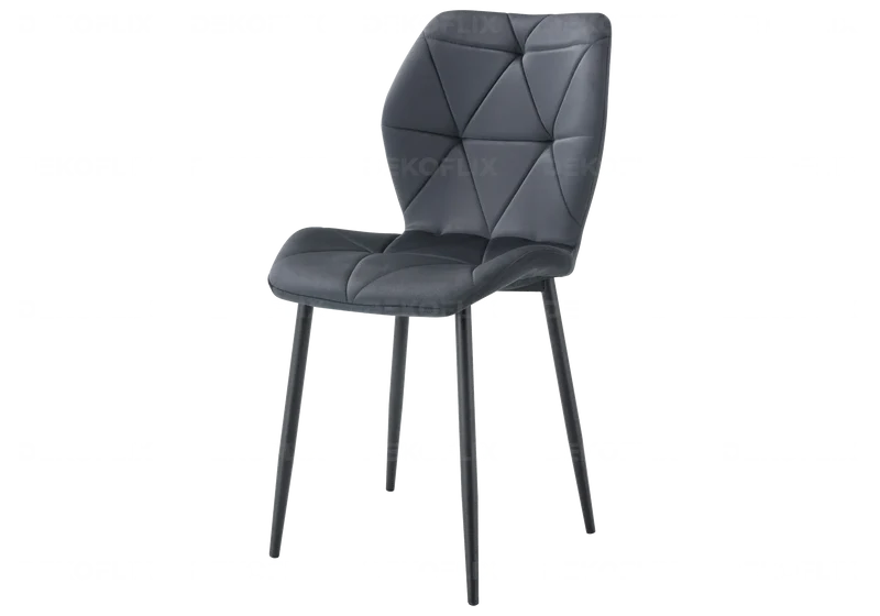 Chaise coquillage en velours anthracite et pieds noirs - Nava x4