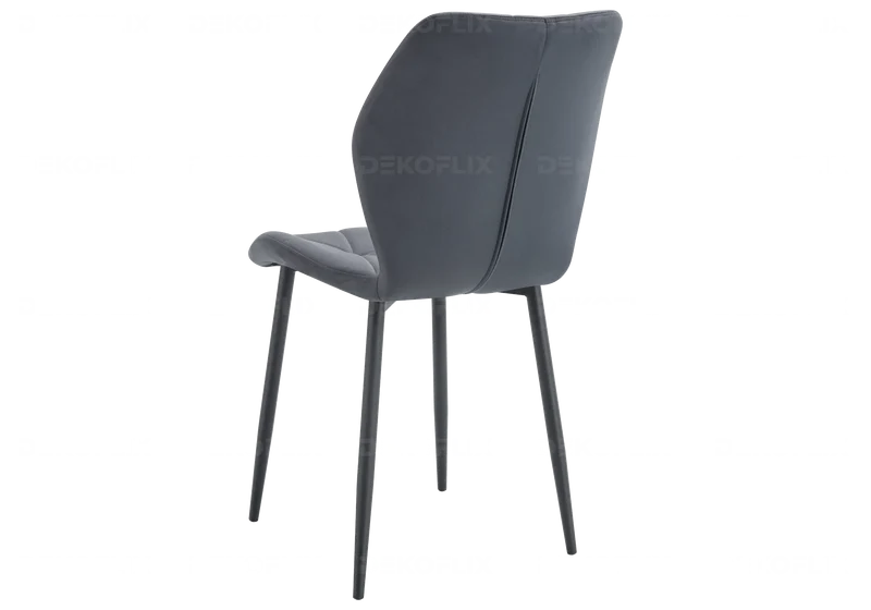 Chaise coquillage en velours anthracite et pieds noirs - Nava x4