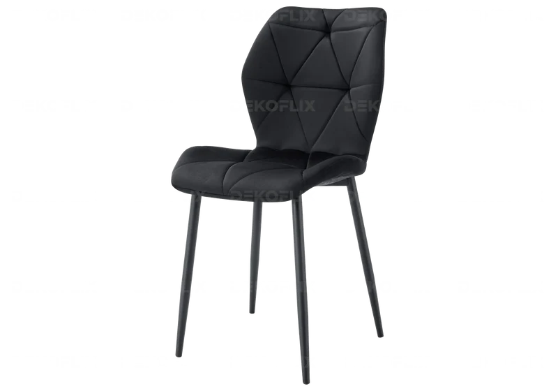 Chaise coquillage en velours noir et pieds noirs - Nava x4