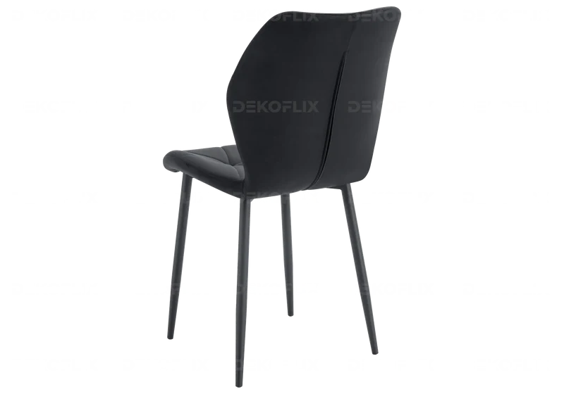 Chaise coquillage en velours noir et pieds noirs - Nava x4