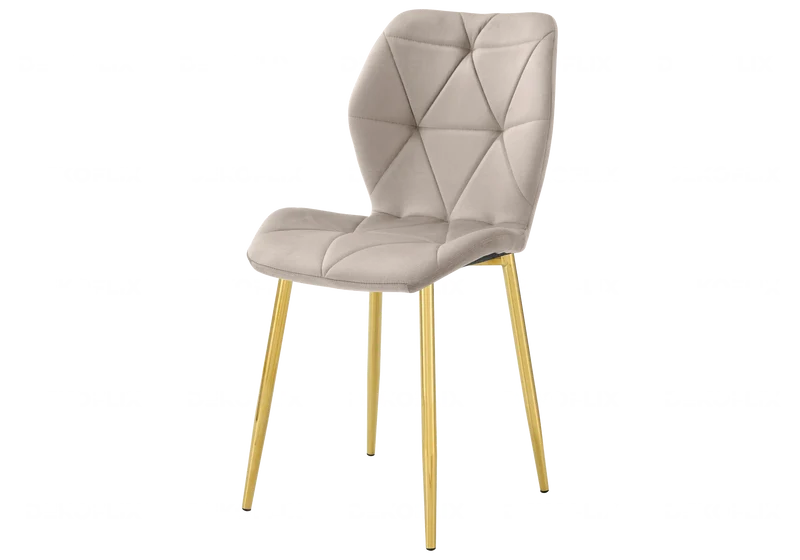 Chaise coquillage en velours taupe et pieds dorés - Nava x4