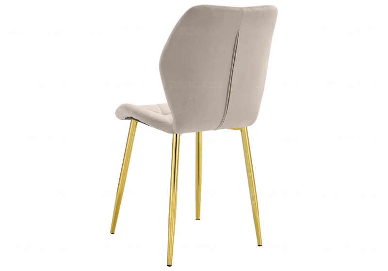 Chaise coquillage en velours taupe et pieds dorés - Nava x4