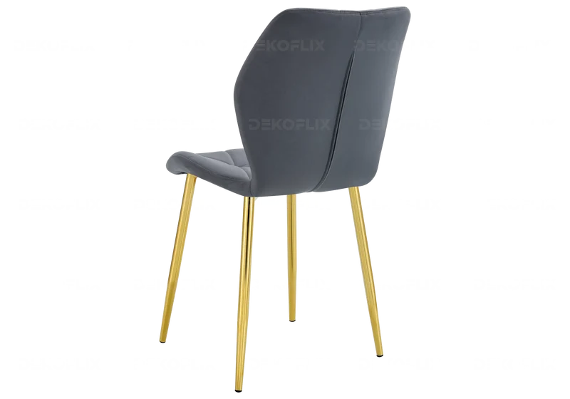 Chaise coquillage en velours anthracite et pieds dorés - Nava x4