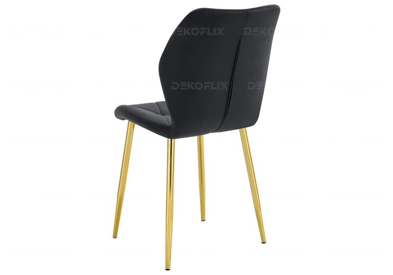 Chaise coquillage en velours noir et pieds dorés - Nava x4