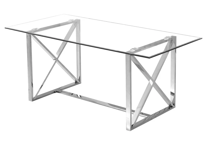 Table à manger en verre trempé argent - Enzo