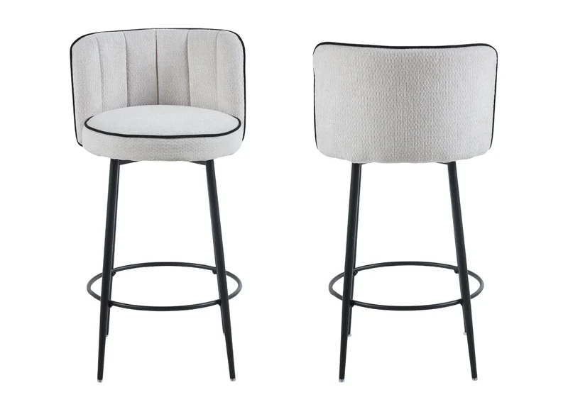 Chaises hautes de bar tissu écru - Mody x2