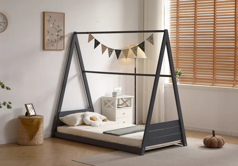 Lit cabane enfant bois gris - Joye