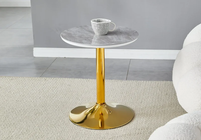 Petite table dorée céramique marbre gris - Boye