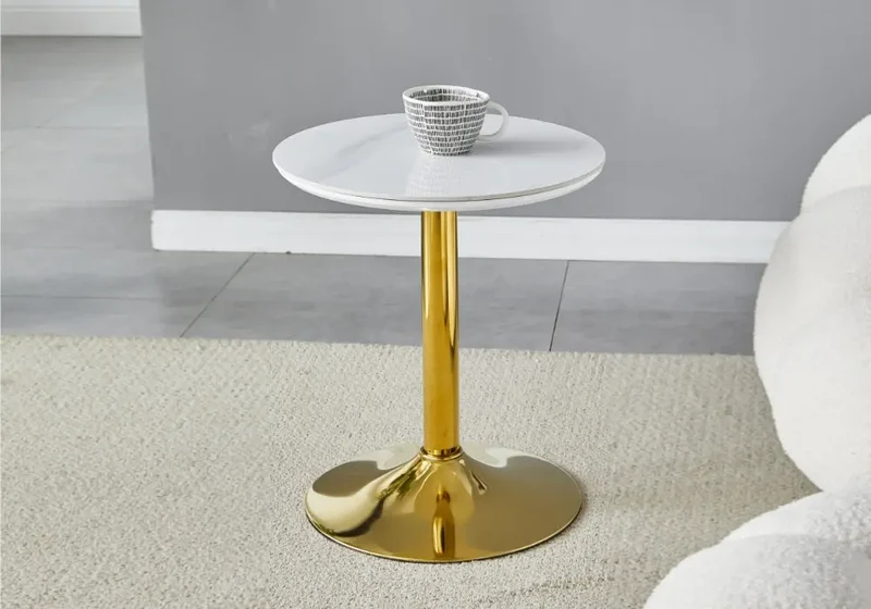 Petite table dorée céramique marbre blanc - Boye