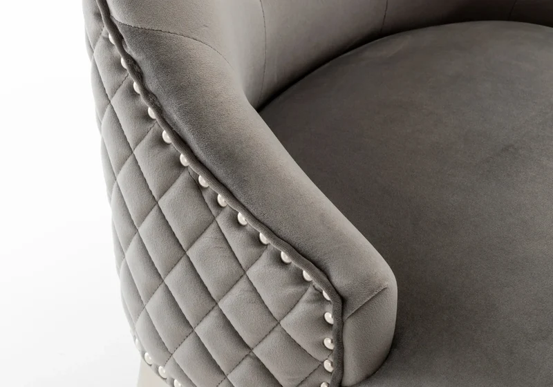 Chaise capitonnée velours anthracite tête de lion argent - Lion x2