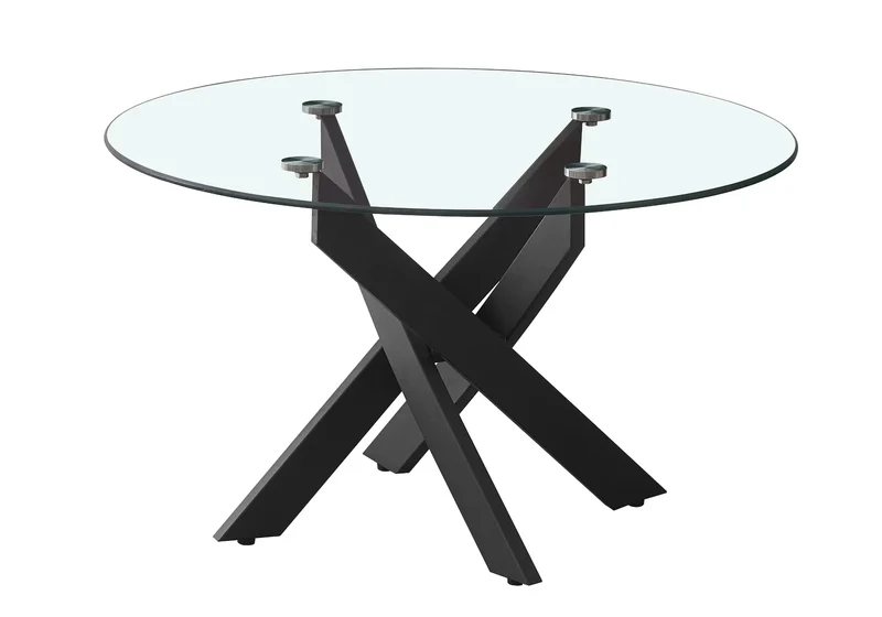 Table basse ronde noire verre trempé - Joy