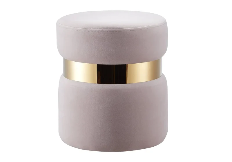 Pouf design doré velours beige - Isy