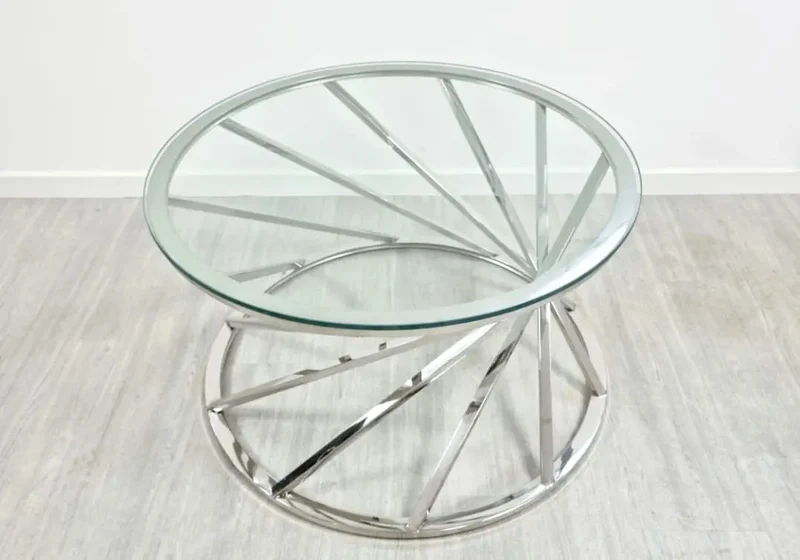 Table basse ronde argent transparent - Elga