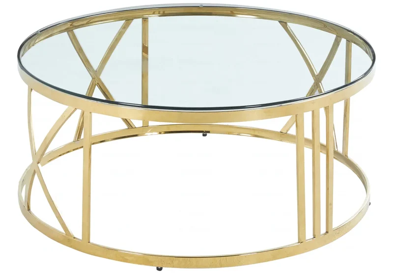 Table basse ronde dorée en verre - Geva