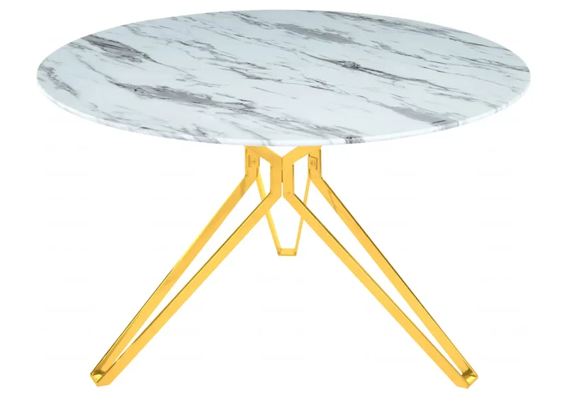 Table ronde marbre blanc dorée - Iva