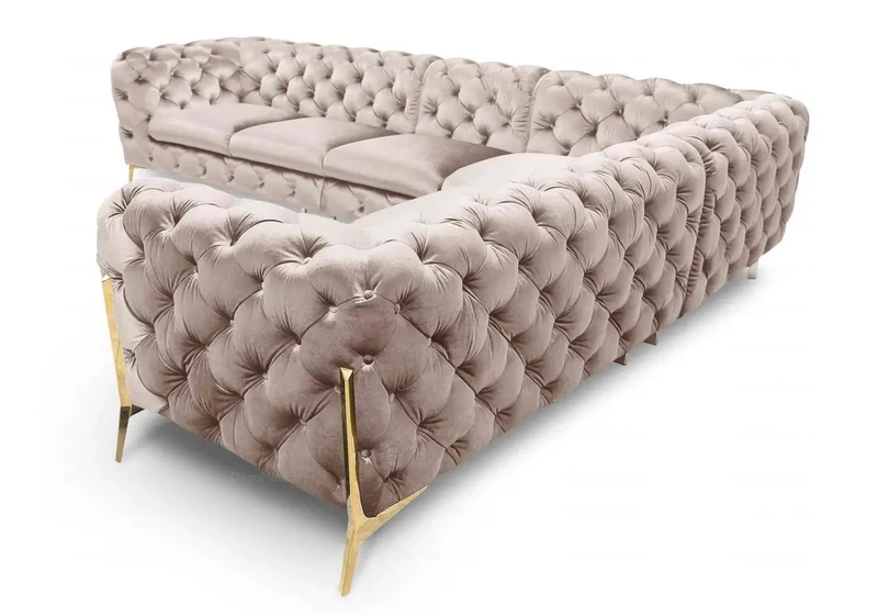 Canapé angle chesterfield taupe PACO