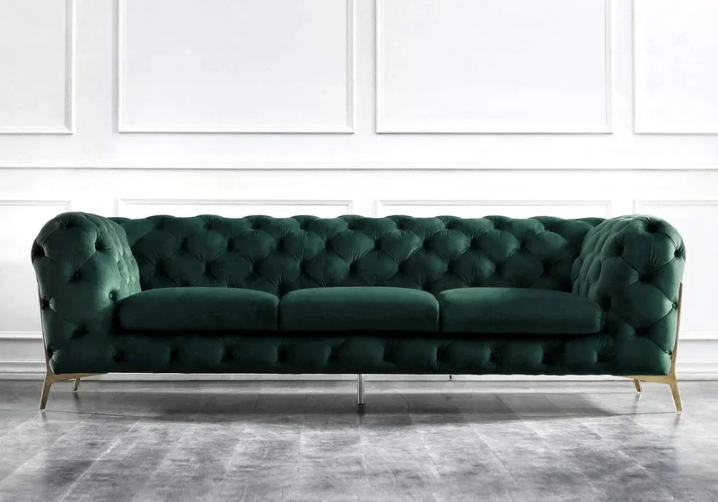 Canapés 3+2+1 chesterfield vert PACO