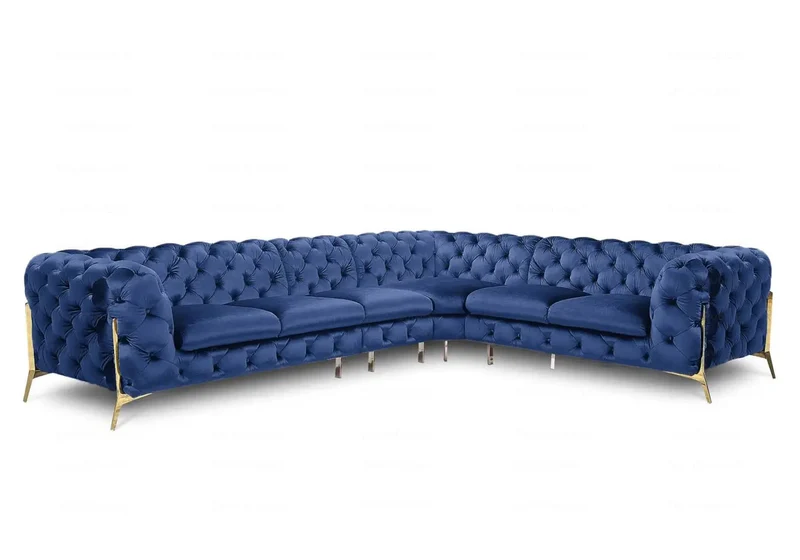Canapé angle chesterfield bleu PACO