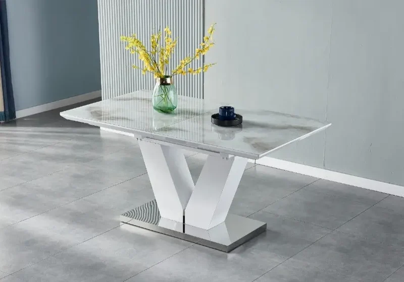 Table extensible design marbre beige - Max