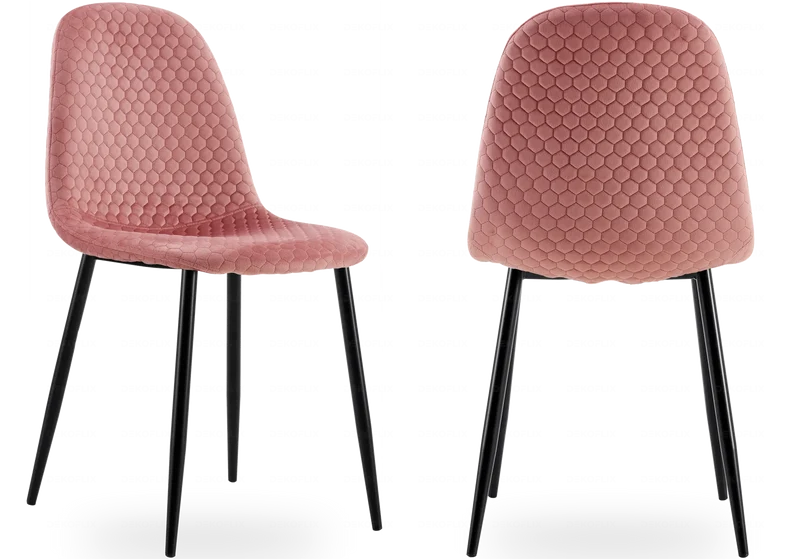 Chaises scandinaves en velours alvéolé rose - Alma x6
