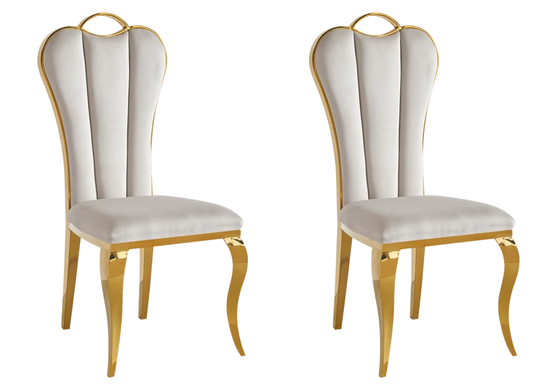 Chaise baroque moderne dorée et velours - Diana x4