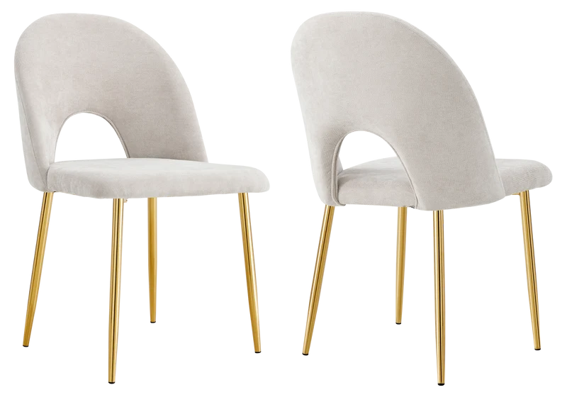 Chaise dossier ouvert en tissu chenille taupe - Talia x4