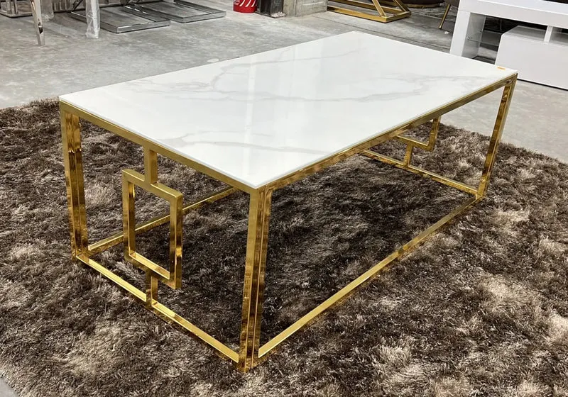 Table basse dorée marbre blanc - Glory