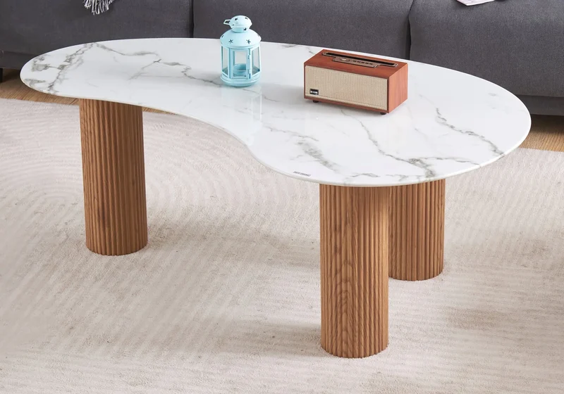 Table basse chêne marbre blanc - Piato