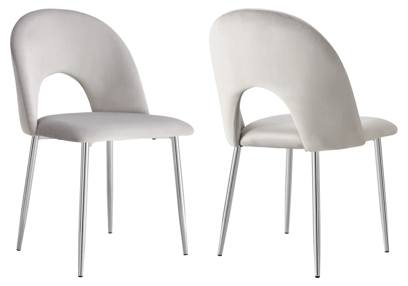 Chaise dossier ouvert en velours gris clair - Talia x4