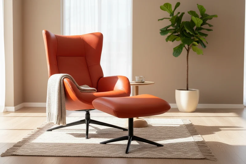 Fauteuil cuir relaxation avec pouf - Fox - Kebe