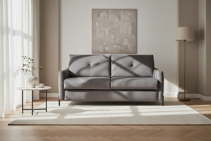 Canapé convertible en velours gris 3 places - Briol