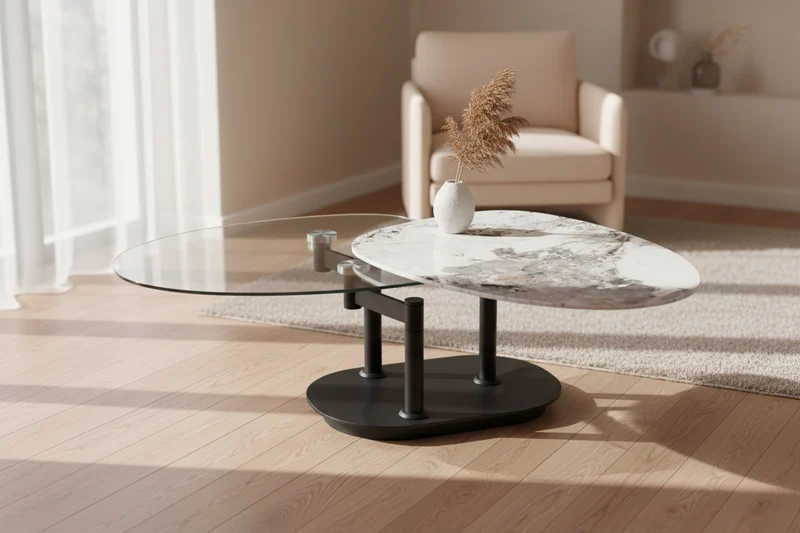 Table basse verre céramique pivotante - Oletta