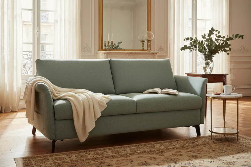 Canapé convertible en tissu bleu - Fannie