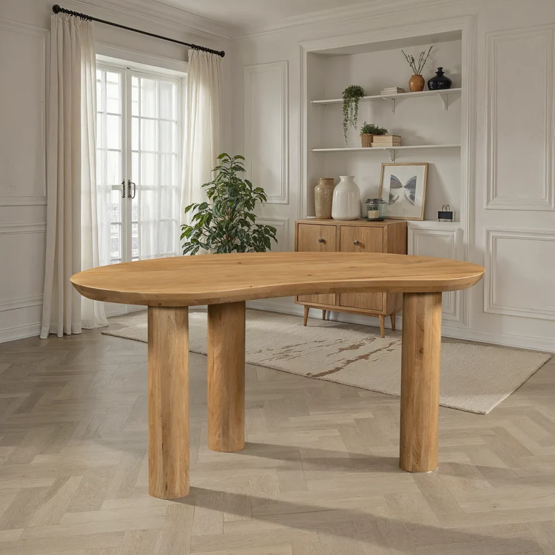 Table à manger organique en bois de manguier, 160x90xH76CM Perla