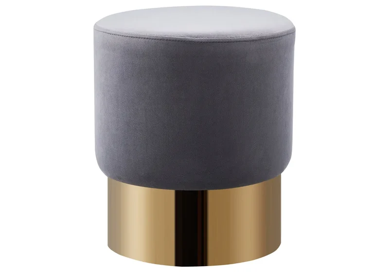 Pouf doré velours anthracite - Lisy