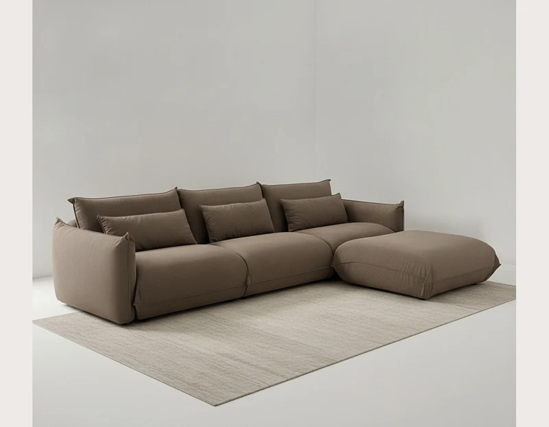 Canapé d'Angle Modulable avec Méridienne - Tissu velours chocolat