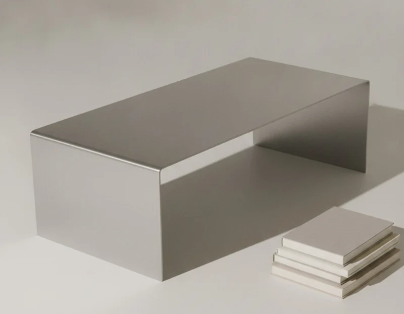 Table Basse Rectangulaire 120x60 cm en Acier Inoxydable - Design Waterfall